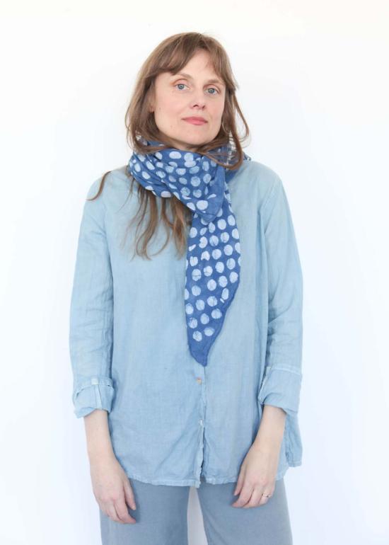  Auntie Oti 머플러/스카프 폴카 도트 반다나 옐로우/인디고