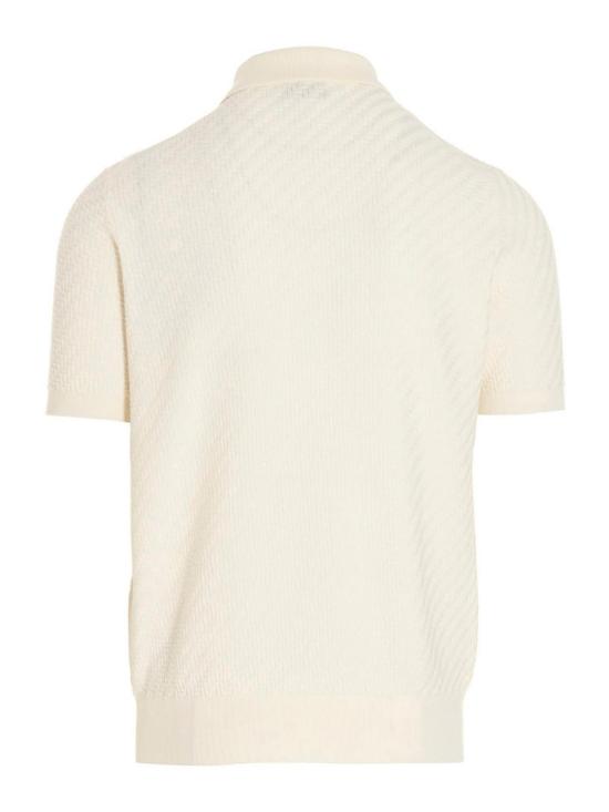 26FW 브리오니 코튼 실크 캐시미어 트라마 위브 폴로 셔츠 UMR20OPAK221800 White - BRIONI