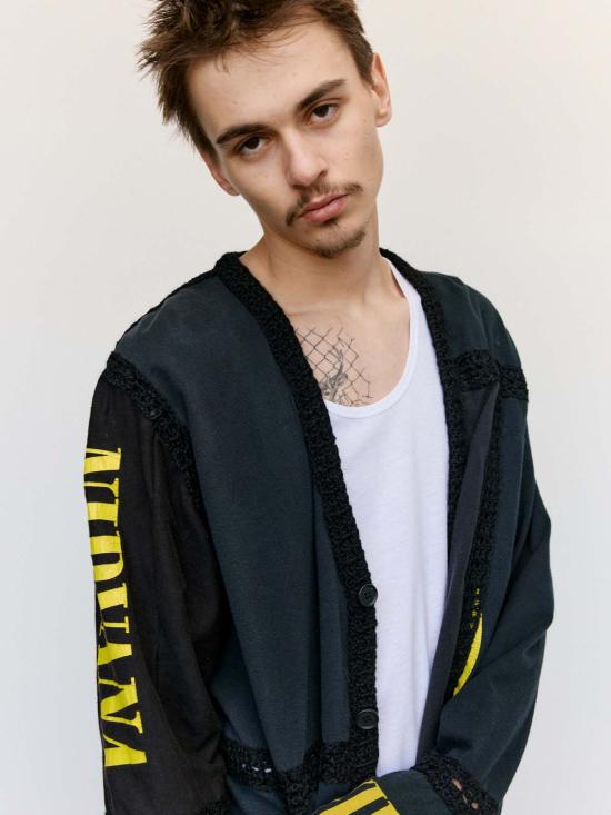  올드 파크 가디건 올드파크 리컨스트럭티드 크로셰 카디건 블랙 - OLD PARK