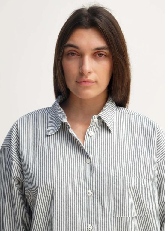  Jesse Kamm 탑 제시 캠 페인터 셔츠 슬레이트 핀스트라이프 - OTHER BRANDS