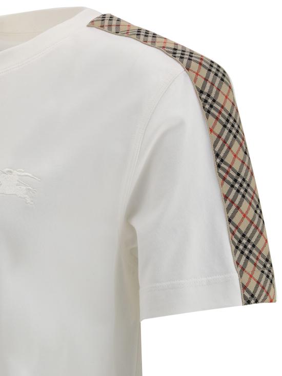 26SS 버버리 체크 트리밍 코튼 티셔츠 8106246 B8764 WHITE - BURBERRY