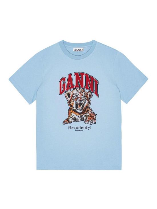 26SS 가니 베이직 저지 타이거 릴랙스드 반팔 티셔츠 T4007745 Blue