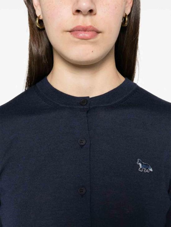 25SS 메종키츠네 베이비 폭스 패치 레귤러 가디건 MW00507KT1036P492 Blue - MAISON KITSUNE