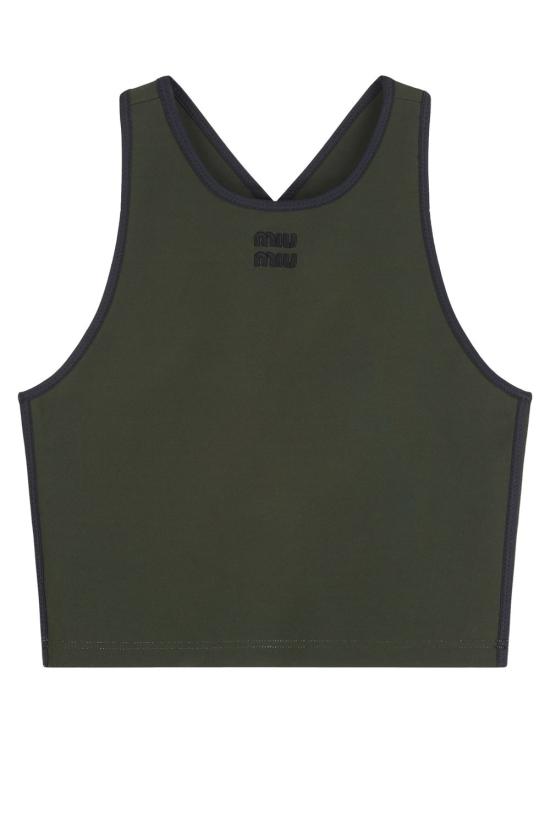 25SS 미우미우 민소매 티셔츠 MT2071SOOO16T3 F0161 green - MIU MIU