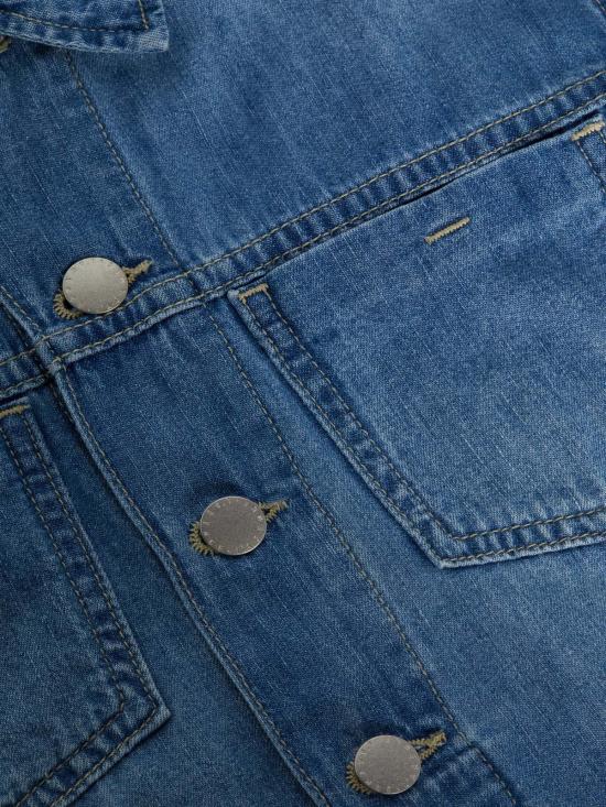  라장스 데님 자켓 L'agence Janelle 슬림 로우 재킷 에이지드 인디고 - L'AGENCE