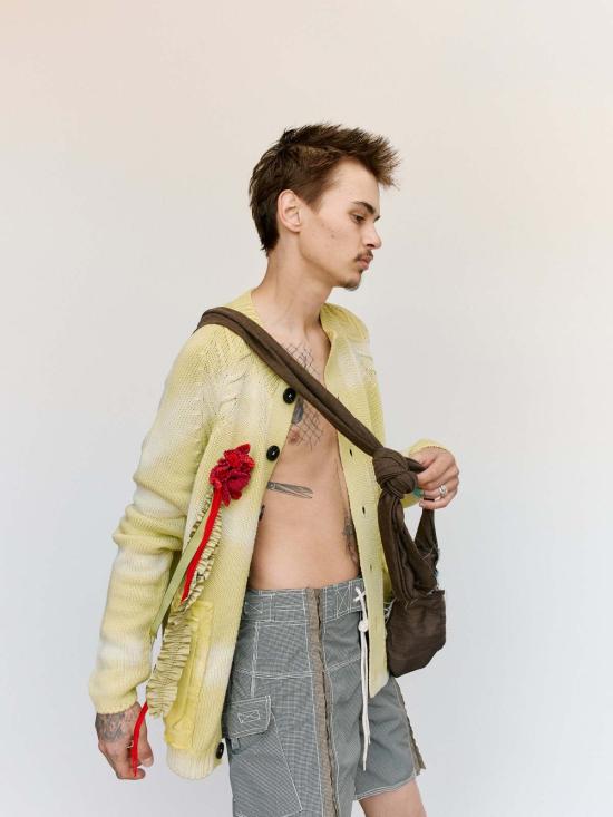  에드워드 커밍 가디건 워시드 라임 코튼 타이어 트랙 카디건 페이디드 라임 - EDWARD CUMING