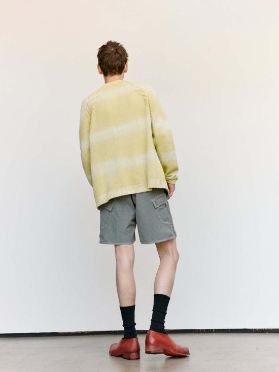  에드워드 커밍 가디건 워시드 라임 코튼 타이어 트랙 카디건 페이디드 라임 - EDWARD CUMING