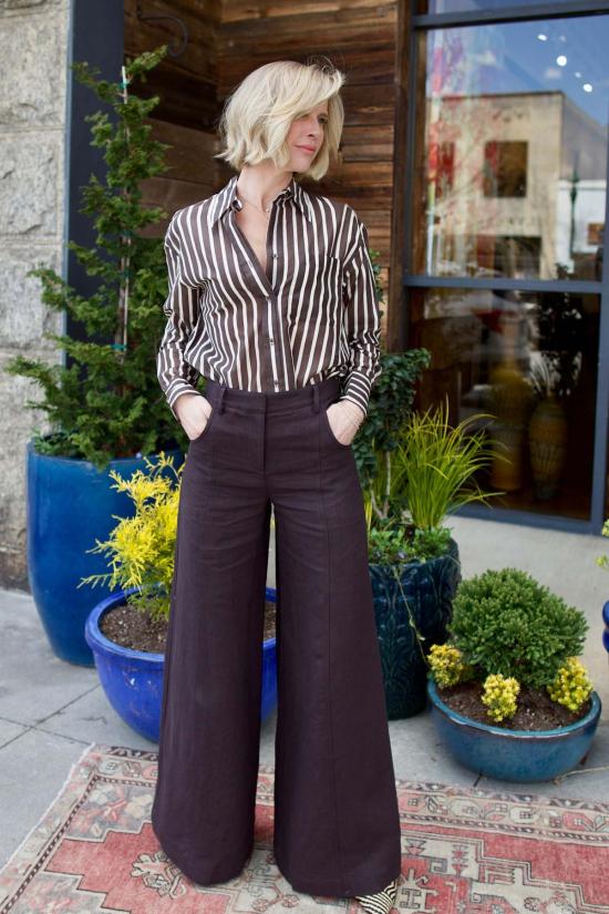  티더블유피 블라우스 Twp Joey 스트라이프  핫 퍼지/터틀 도브 - TWP