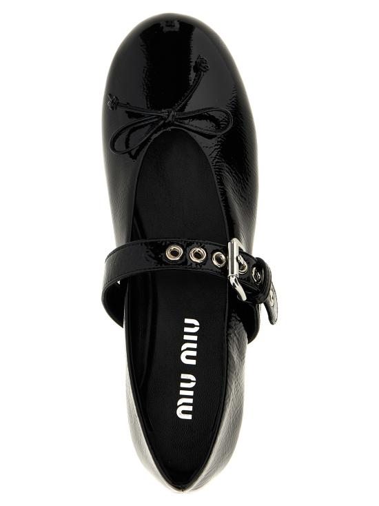 25FW 미우미우 플랫 슈즈 5F210EF005H27F0002 Black - MIU MIU