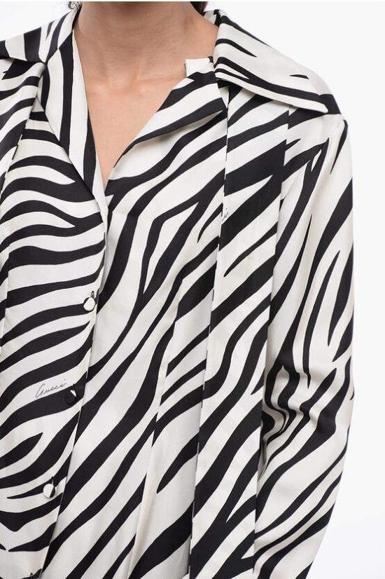  구찌 블라우스 737782 ZAMDI 1060 Black White - GUCCI