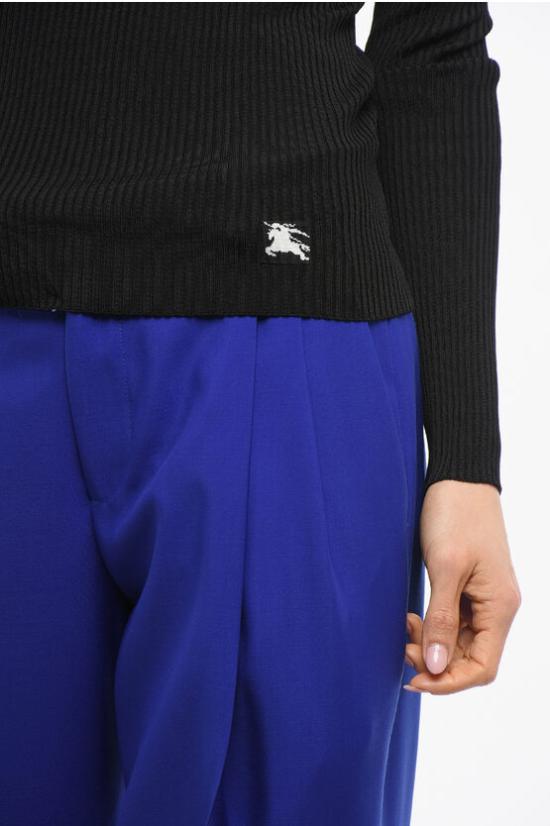  버버리 스카프 리브 니트 스웨터  8081169 A1189 BLACK Black - BURBERRY