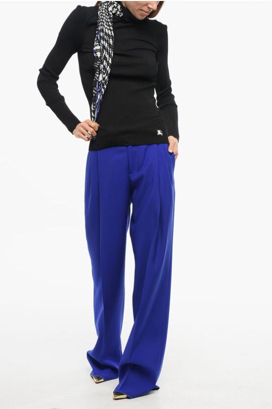  버버리 스카프 리브 니트 스웨터  8081169 A1189 BLACK Black - BURBERRY