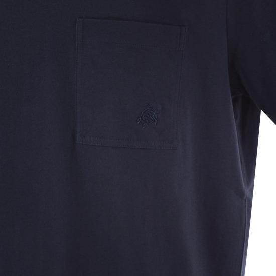  빌보콰 남성 크루넷 체스트 포켓 코튼 반팔 티셔츠 TTNU0P00 MARINE BLUE BPG - VILEBREQUIN