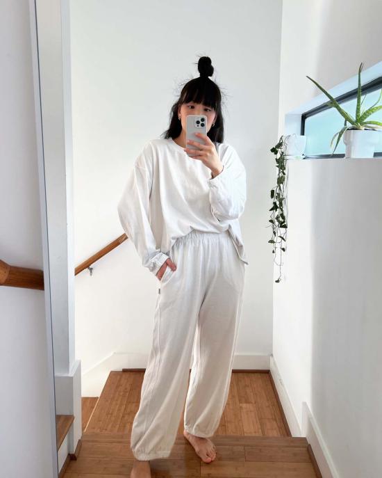  르 본 숍 긴팔 티셔츠 Le Bon Shoppe 코튼 네이처렐 티셔츠 화이트