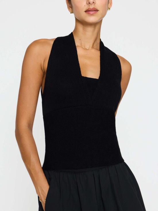  브로슈 워커 민소매 티셔츠 브로셔 워커 라모나 홀터 탑 블랙 오닉스 - BROCHU WALKER