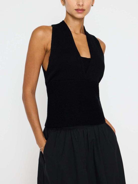  브로슈 워커 민소매 티셔츠 브로셔 워커 라모나 홀터 탑 블랙 오닉스 - BROCHU WALKER