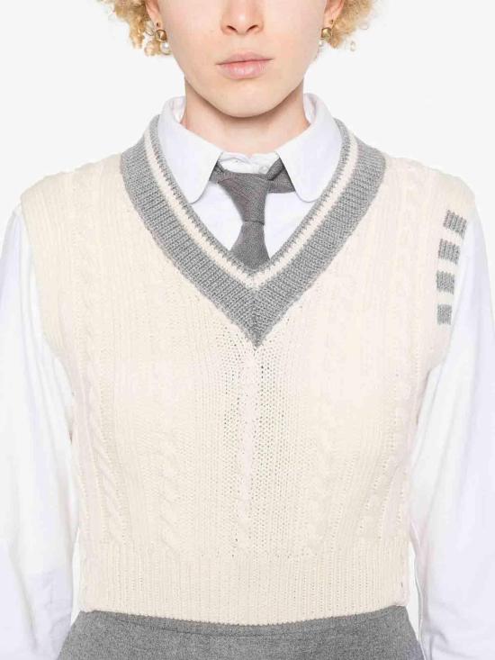  톰브라운 베스트 FKV205AY1024100 White - THOM BROWNE