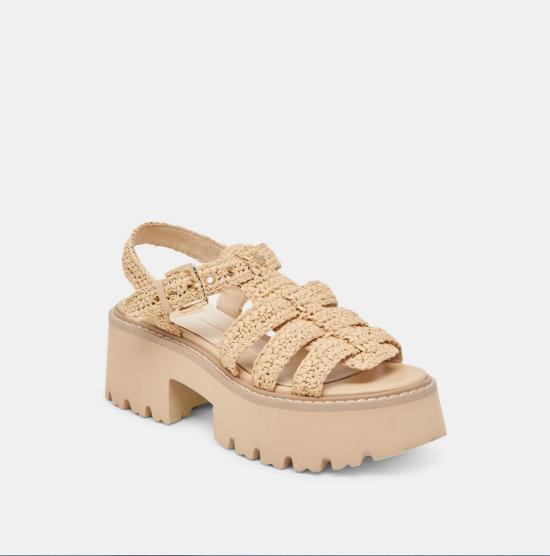  돌체비타 뮬/슬리퍼 라티스 니트  내츄럴