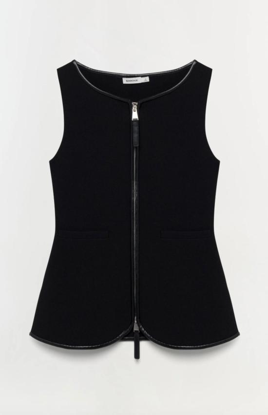  심카이 민소매 티셔츠 렌 지퍼 탑 블랙 - SIMKHAI