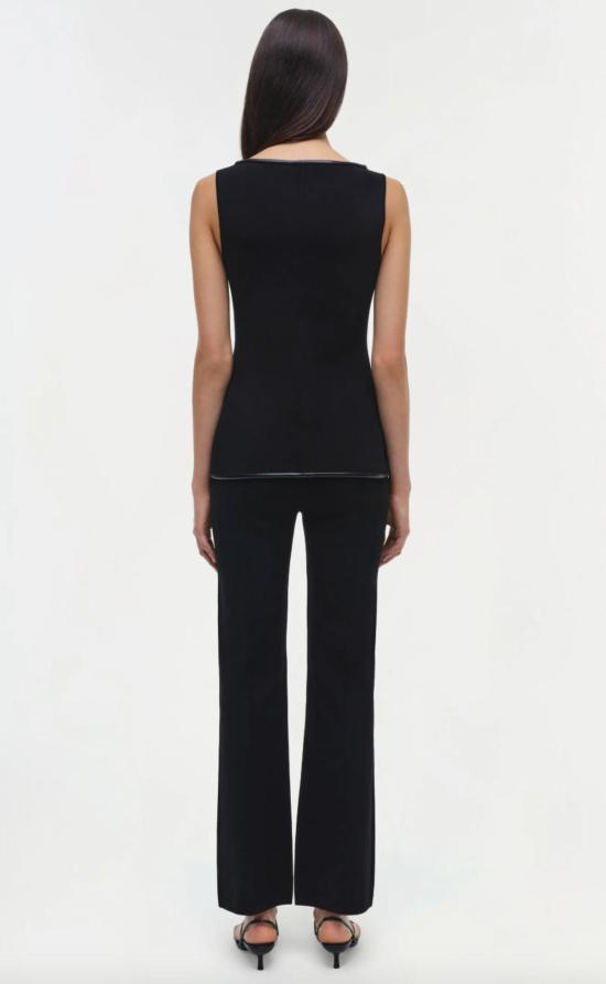  심카이 민소매 티셔츠 렌 지퍼 탑 블랙 - SIMKHAI