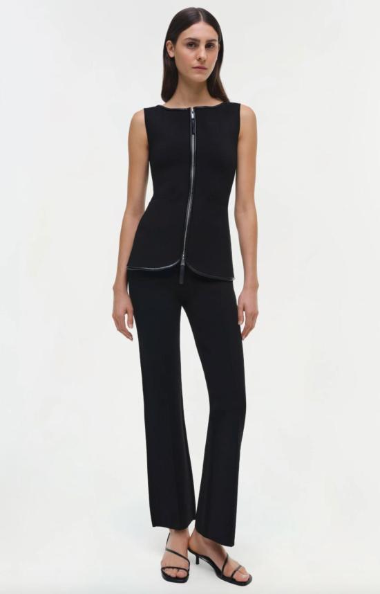  심카이 민소매 티셔츠 렌 지퍼 탑 블랙 - SIMKHAI