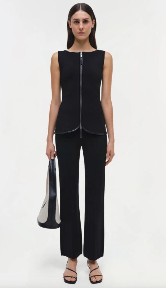  심카이 민소매 티셔츠 렌 지퍼 탑 블랙 - SIMKHAI