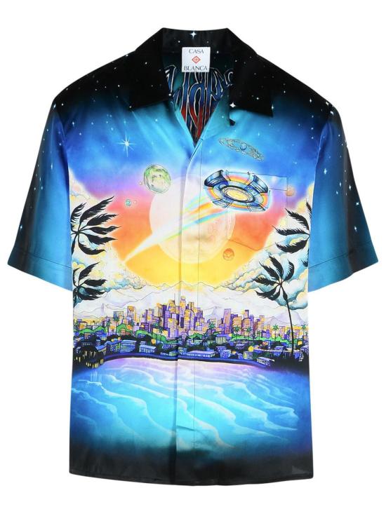 25SS 카사블랑카 반팔 셔츠 U MS25 SH 003 04LA PREMONITION BLUE