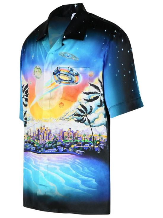 25SS 카사블랑카 반팔 셔츠 U MS25 SH 003 04LA PREMONITION BLUE - CASABLANCA