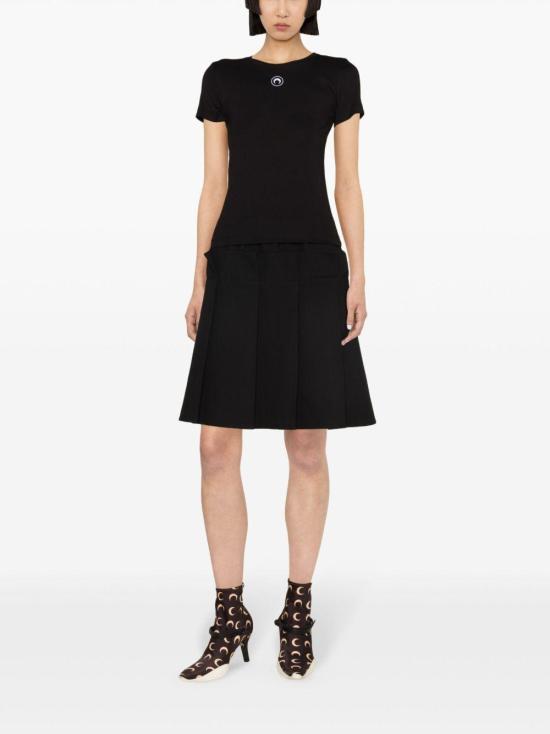 26SS 마린세르 문 로고 저지 베이비핏 티셔츠 WTT012ACJER0008 BK99 BLACK DOM - MARINE SERRE