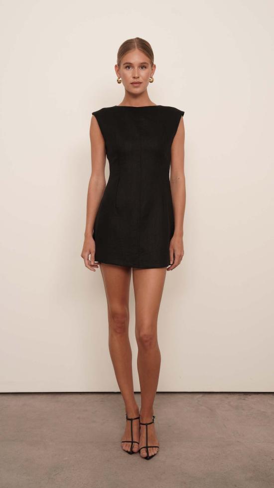  파렌테지 숏 원피스 마티스 리넨 드레스 블랙