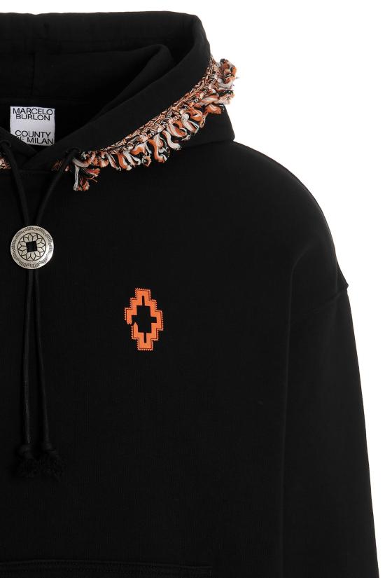  마르셀로 불론 후드 티셔츠 CMBB106F22FLE006 120 Black - MARCELO BURLON