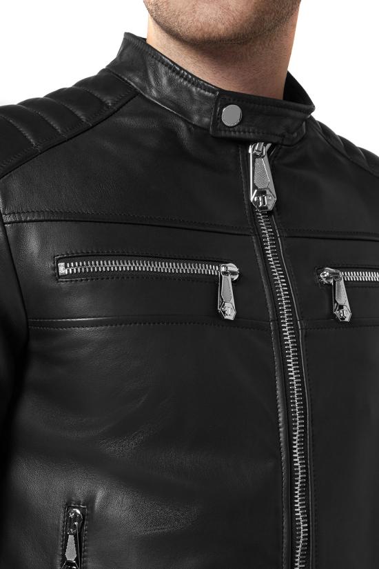  필립 플레인 가죽 자켓 FABC MLB1575 PLE010N Black - PHILIPP PLEIN