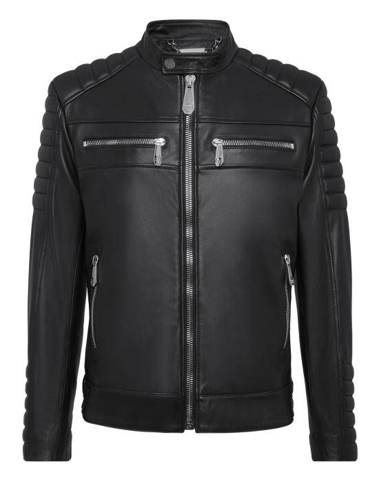  필립 플레인 가죽 자켓 FABC MLB1575 PLE010N Black