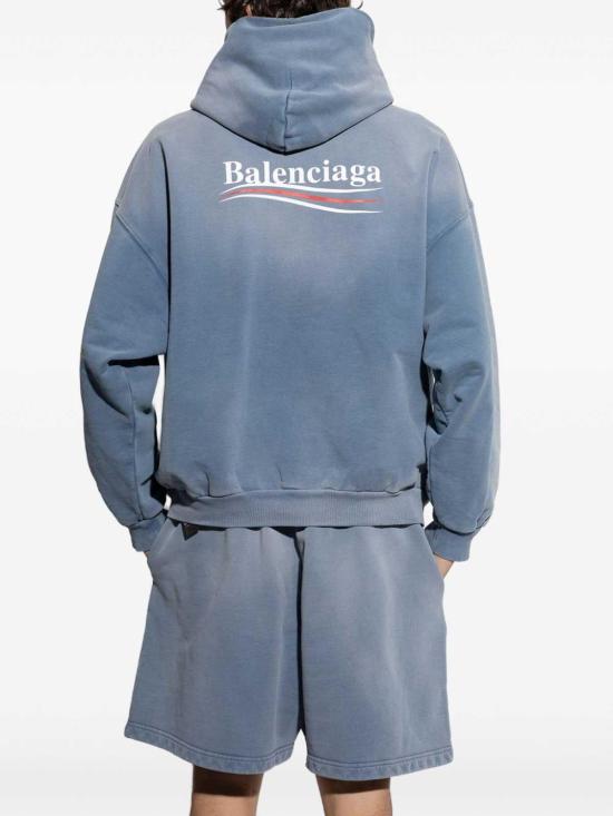  발렌시아가 미디엄 핏 후드 티셔츠  767877TRVB19798 Blue - BALENCIAGA
