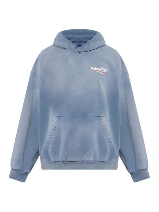  발렌시아가 미디엄 핏 후드 티셔츠  767877TRVB19798 Blue