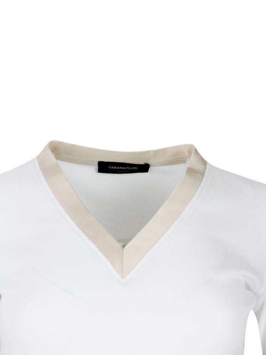 25SS 파비아나 필리피 반팔 티셔츠 JED275F884L396 21 White - FABIANA FILIPPI