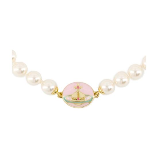 25SS 비비안웨스트우드 목걸이/팬던트 63030020 02R838 R838 GOLD PINK PALE YELLOW ENAMEL CREAMR gold - VIVIENNE WESTWOOD