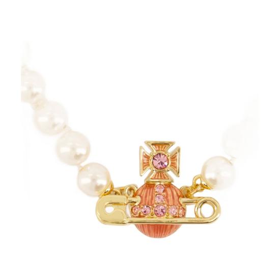 25SS 비비안웨스트우드 목걸이/팬던트 6301011O 02R859 R859 GOLD LIGHT ROSE CRYSTAL ROSALINE ENAMEL gold - VIVIENNE WESTWOOD