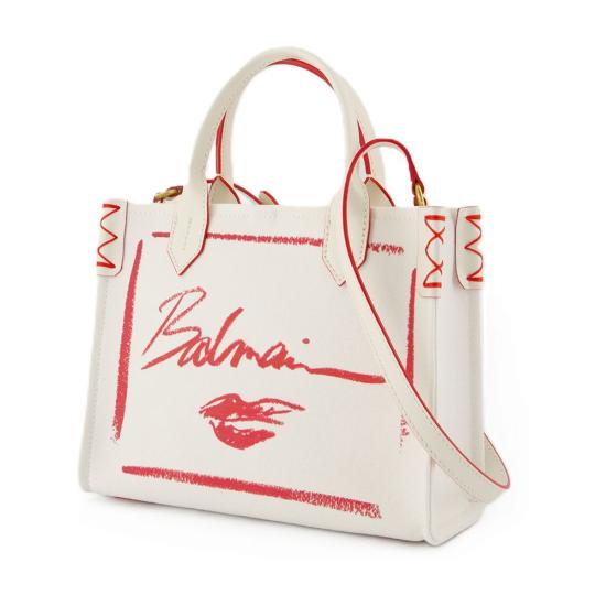 25SS 발망 토트백 EN0FD977TLIC GUQ CREME ROUGE white - BALMAIN