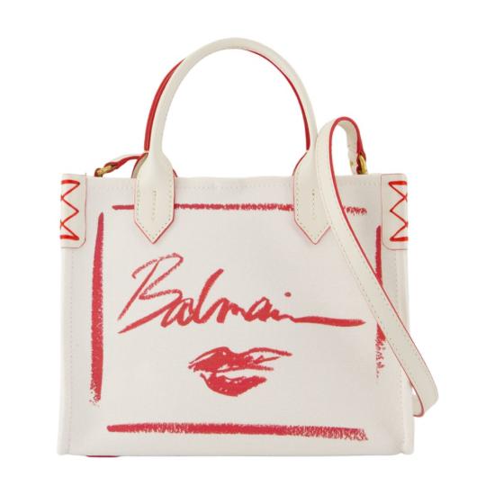 25SS 발망 토트백 EN0FD977TLIC GUQ CREME ROUGE white