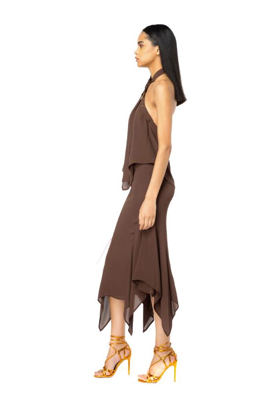  핑코 미디 스커트 103125A1O6L74 Brown - PINKO