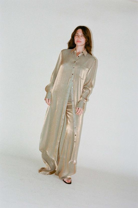  프리스카베라 롱 원피스 프리스카 베라 릴렉스 버튼 다운 드레스 올리브 오일