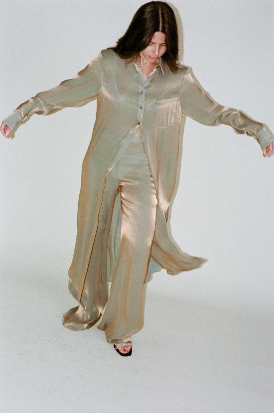  프리스카베라 롱 원피스 프리스카 베라 릴렉스 버튼 다운 드레스 올리브 오일 - PRISCAVERA