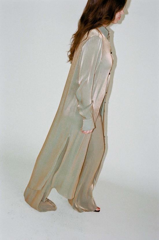  프리스카베라 롱 원피스 프리스카 베라 릴렉스 버튼 다운 드레스 올리브 오일 - PRISCAVERA