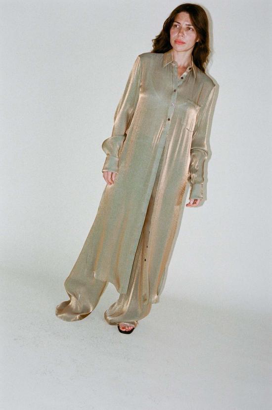  프리스카베라 롱 원피스 프리스카 베라 릴렉스 버튼 다운 드레스 올리브 오일 - PRISCAVERA