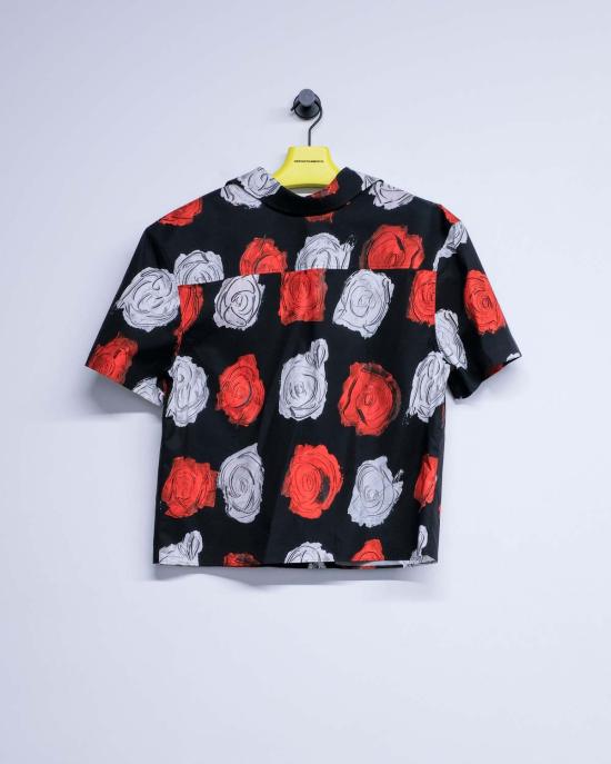  마르니 반팔 셔츠 Marni Mercury 프린트 코튼 볼링  블랙 - MARNI