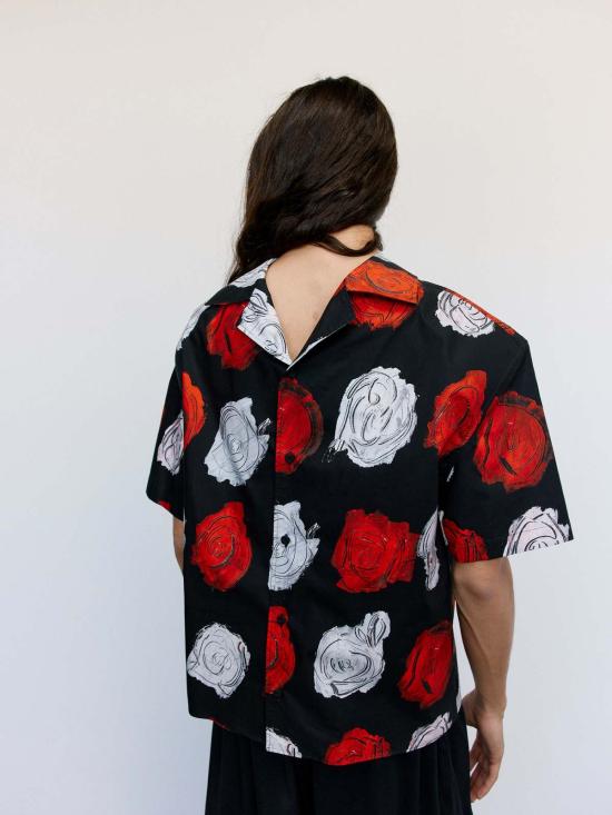  마르니 반팔 셔츠 Marni Mercury 프린트 코튼 볼링  블랙 - MARNI