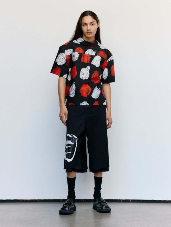  마르니 반팔 셔츠 Marni Mercury 프린트 코튼 볼링  블랙 - MARNI