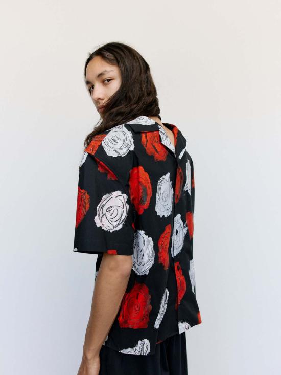  마르니 반팔 셔츠 Marni Mercury 프린트 코튼 볼링  블랙 - MARNI