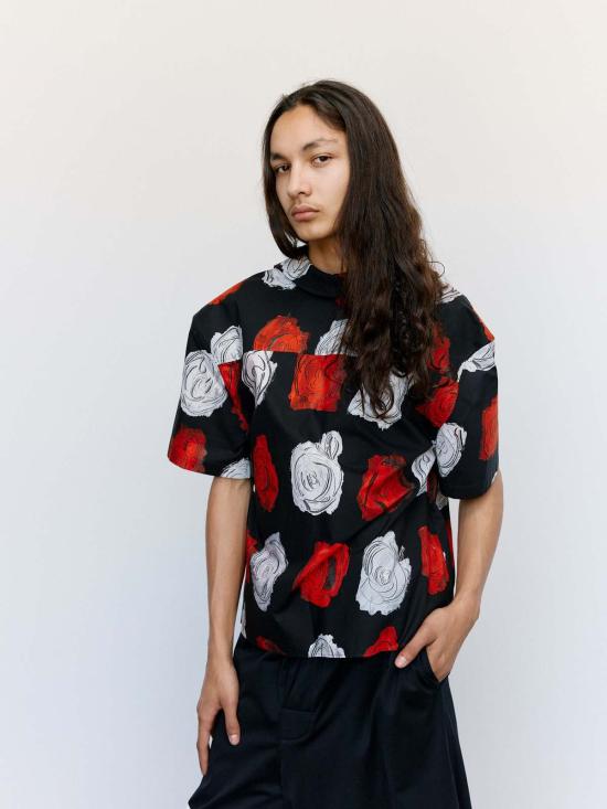  마르니 반팔 셔츠 Marni Mercury 프린트 코튼 볼링  블랙